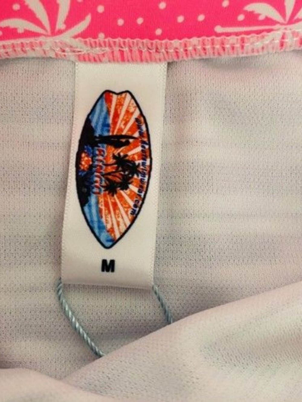 Bingo Surf Bikini Bottoms Swimsuit Size M  Pink Palm Tree Blue‎ White Stripe - Picture 2 of 4